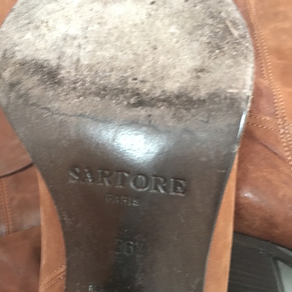 Sartore Brown Distressed Leather Thigh High Boots - Picture 7 of 11